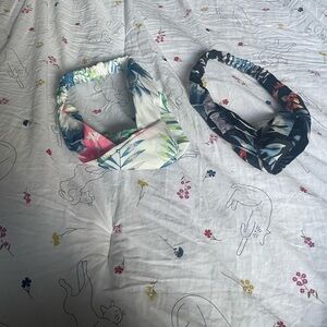 Floral Headband 2 headbands Pack Matching Black And White